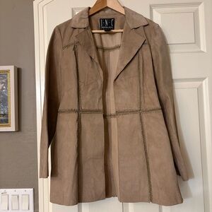 INC Tan Suede Genuine Leather Jacket Size M / L Patchwork 90s Y2K Western Coat